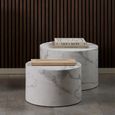 Dice Coffee Table - Round - White Marble Effect - Set of 2