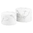 Dice Coffee Table - Round - White Marble Effect - Set of 2