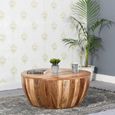 Dispur Solid Mango Wood Drum Coffee Table