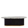 Doha Coffee Table - White Marble Oval with Black Fluted Base