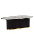 Doha Coffee Table - White Marble Oval with Black Fluted Base
