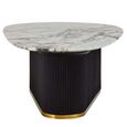 Doha Coffee Table - White Marble Oval with Black Fluted Base