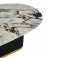 Doha Coffee Table - White Marble Oval with Black Fluted Base