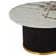 Doha Coffee Table - White Marble Oval with Black Fluted Base