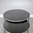 Coffee Table - Round - Black Glass and Metal - Set of 2