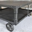 Coffee Table - Black Metal - Cart Style