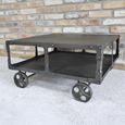 Coffee Table - Black Metal - Cart Style
