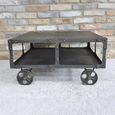 Coffee Table - Black Metal - Cart Style