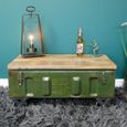 Coffee Table - Military Green Metal and Mango Wood