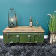 Coffee Table - Military Green Metal and Mango Wood
