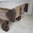 Coffee Table - Railway Wood and Metal Cart