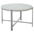Eva Coffee Table - Round - White Marble with Silver Metal