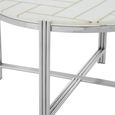 Eva Coffee Table - Round - White Marble with Silver Metal