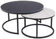 Ferrante White and Black Sintered Stone Round Coffee Table - Set of 2