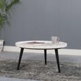 Fluted White Marble Round Coffee Table