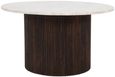 Fluted White Marble Top Round Coffee Table