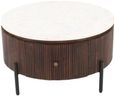 Fluted White Marble Top Storage Round Coffee Table
