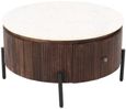 Fluted White Marble Top Storage Round Coffee Table