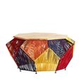 Fusion Coffee Table - Mango Wood with Multicoloured Woven Hexagonal Design