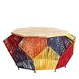 Fusion Coffee Table - Mango Wood with Multicoloured Woven Hexagonal Design