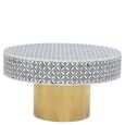 Fusion Coffee Table - White Bone Inlay - Round with Gold Base