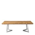 Gabar Coffee Table - Natural Bamboo Wood with Silver Metal