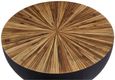 Gabo Coffee Table - Small Round Drum - Parquet Wood with Black Base