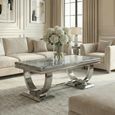 Glacier Grey Marble and Chrome Coffee Table