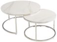 Hanson Italy White Sintered Stone and Chrome Round Coffee Table - Set of 2