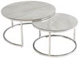Hanson Sintered Stone and Chrome Round Coffee Table -  Set of 2