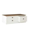 Hardwick Coffee Table - White Wood - 3 Drawer - Low