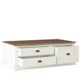 Hardwick Coffee Table - White Wood - 3 Drawer - Low