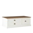 Hardwick Coffee Table - White Wood - 3 Drawer - Low