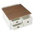 Hardwick Coffee Table - Square - White Wood - 6 Drawer