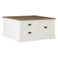 Hardwick Coffee Table - Square - White Wood - 6 Drawer