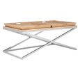 Holland Coffee Table - Oak and Silver Metal