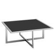 Horizon Coffee Table Set - Square - Black Glass with Silver Metal
