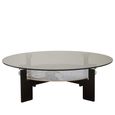 Imperia Coffee Table - Grey Glass - Round - Large - with Shelf