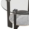 Imperia Coffee Table - Grey Glass - Round - Small - with Shelf