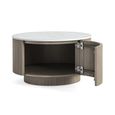 Isabella Grey Coffee Table - Round Fluted - White Marble Top
