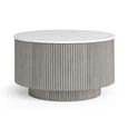 Isabella Grey Coffee Table - Round Fluted - White Marble Top