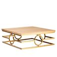 Jana Coffee Table - Square - Oak and Gold Metal