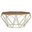 Jodi Coffee Table - Octagonal - Elm Wood and Gold Metal