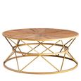 Jodi Coffee Table - Round - Elm Wood and Gold Metal