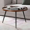 Siena Round Coffee Table - Walnut and Black Marble - JF328