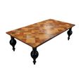 Juan Parquet Mango Wood Coffee Table with Pot Legs