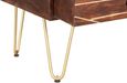 Kaza Dark Mango Wood 1 Drawer Coffee Table - Hairpin Legs with Gold Geometric Inlay