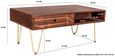 Kaza Dark Mango Wood 1 Drawer Coffee Table - Hairpin Legs with Gold Geometric Inlay
