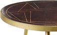 Kaza Dark Mango Wood Round Coffee Table - Gold Geometric Inlay