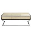 Kensington Townhouse Coffee Table - 3 Drawer - Beige Faux Fur